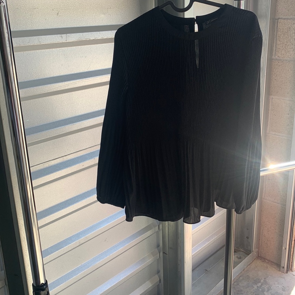 Zara Black Pleated Blouse